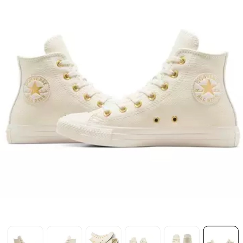 Converse All Star High Top Sneakers - White and Gold never worn size 8